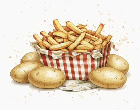 Dehydrated potato powder sliced diced and batonnet vegetable product